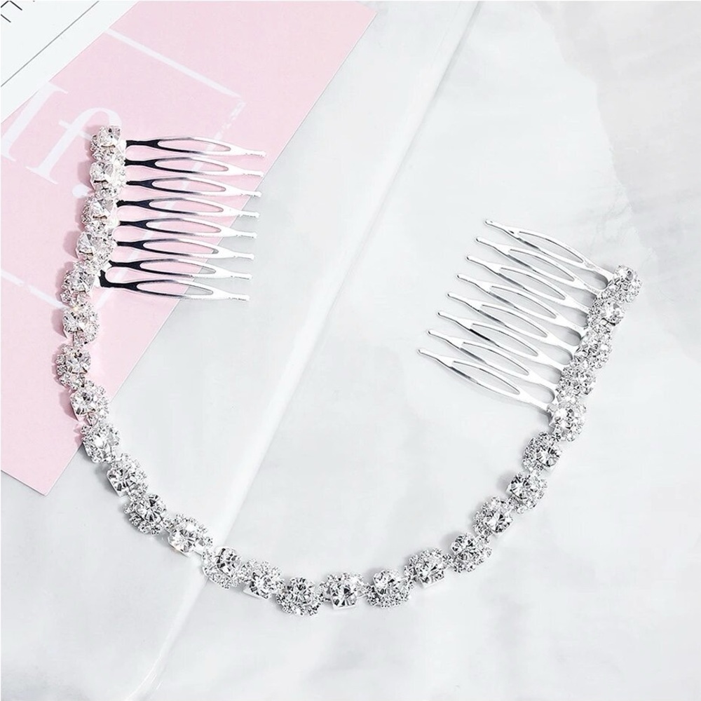 Connecting Rhinestone Hair Comb